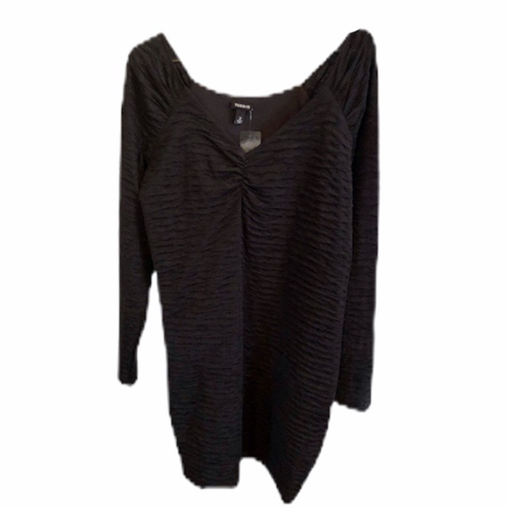 Torrid Black Long Sleeve V Neck Stretch Dress